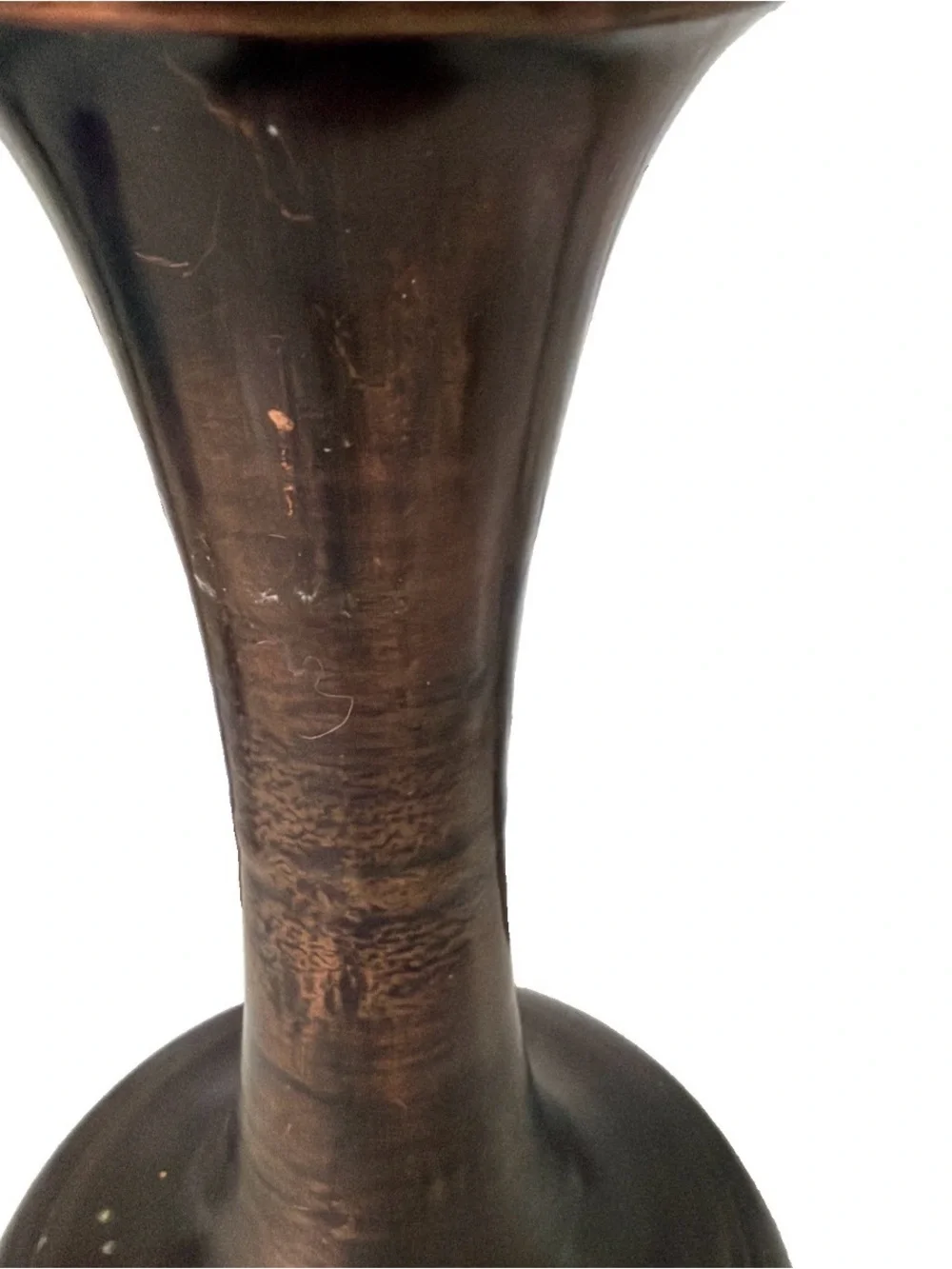 Vintage Patinated Brass Trumpet Candle Holder / Bud Vase – 12.5